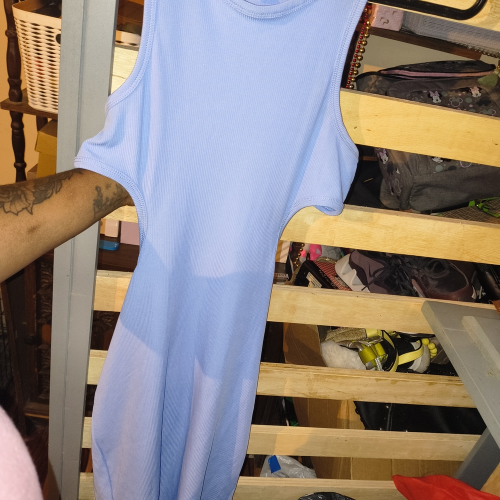 Almost Famous Light Blue Ribbed Top